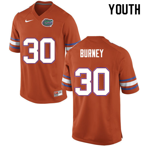 Youth #30 Amari Burney Florida Gators College Football Jerseys Sale-Orange - Click Image to Close
